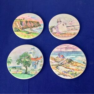 Beautiful Vintage Costal Lighthouse Stone Coasters